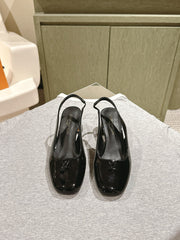 SWING SLINGBACK PUMP 55 MM IN BLACK PATENT CALFSKIN