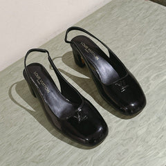 SWING SLINGBACK PUMP 55 MM IN BLACK PATENT CALFSKIN