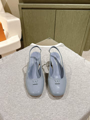 SWING SLINGBACK PUMP 55 MM IN ICE BLUE PATENT CALFSKIN