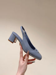 SWING SLINGBACK PUMP 55 MM IN ICE BLUE PATENT CALFSKIN