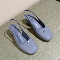 SWING SLINGBACK PUMP 55 MM IN ICE BLUE PATENT CALFSKIN
