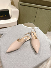 ALAIA SLINGBACK 25S IN LIGHT BEIGE PATENT LEATHER