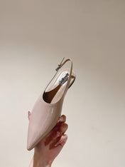 ALAIA SLINGBACK 25S IN LIGHT BEIGE PATENT LEATHER
