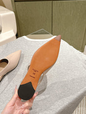 ALAIA SLINGBACK 25S IN LIGHT BEIGE PATENT LEATHER