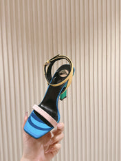 YSL 25S HIGH-HEEL SANDALS 100 MM IN MULTICOLOR SATIN STYLE 2