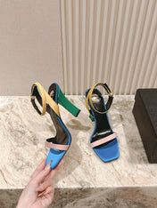 YSL 25S HIGH-HEEL SANDALS 100 MM IN MULTICOLOR SATIN STYLE 2
