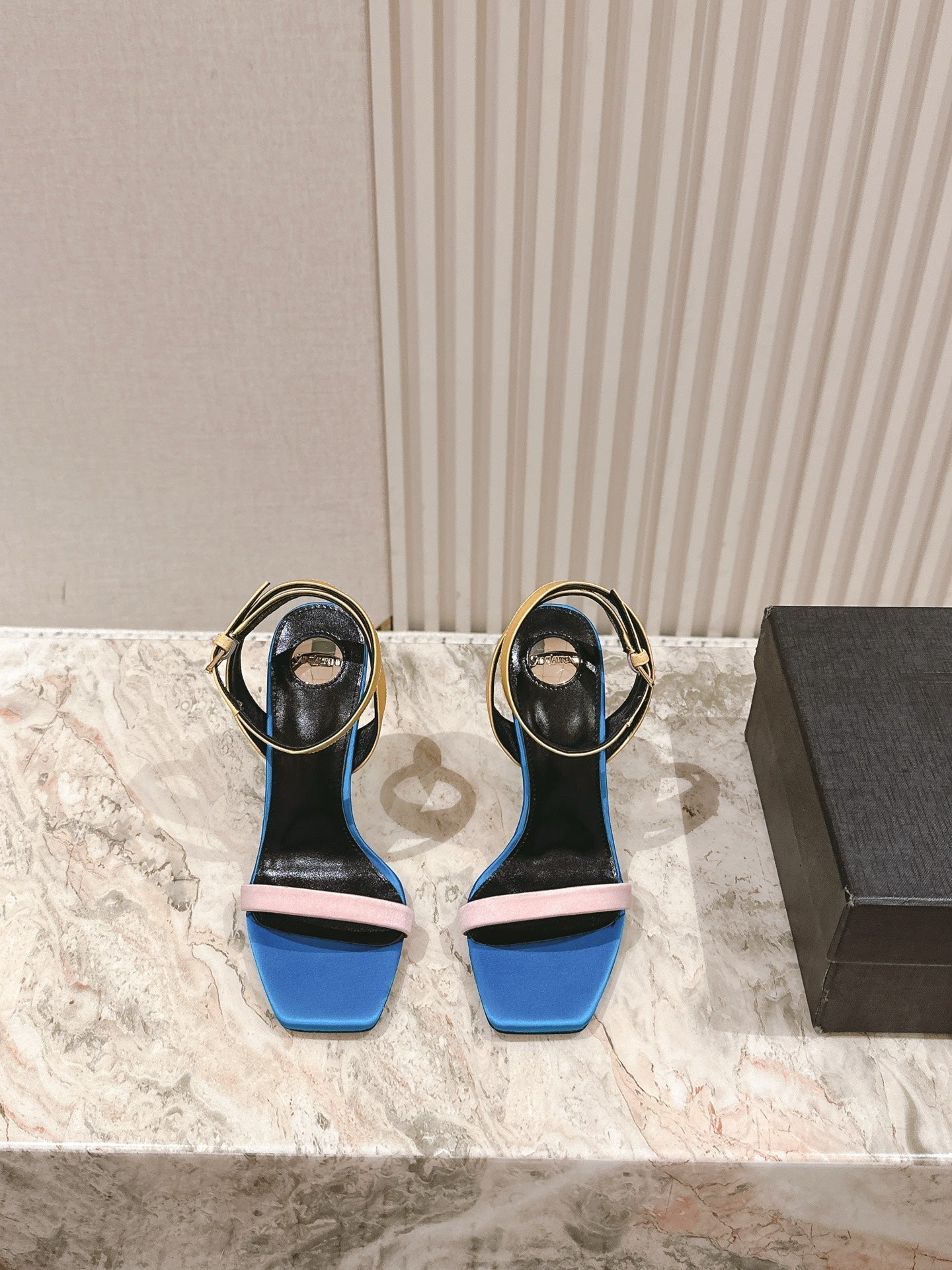 YSL 25S HIGH-HEEL SANDALS 100 MM IN MULTICOLOR SATIN STYLE 2