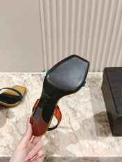 YSL 25S HIGH-HEEL SANDALS 100 MM IN MULTICOLOR SATIN STYLE 1