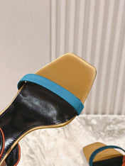 YSL 25S HIGH-HEEL SANDALS 100 MM IN MULTICOLOR SATIN STYLE 1