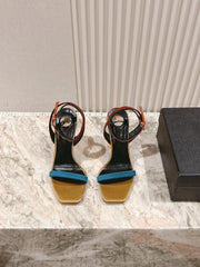 YSL 25S HIGH-HEEL SANDALS 100 MM IN MULTICOLOR SATIN STYLE 1