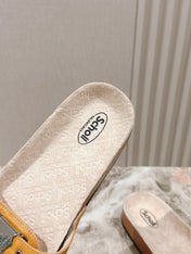 BALENCIAGA 25S SCHOLL SLIDES IN DARK ORANGE PU LEATHER WITH SILVER HARDWARE