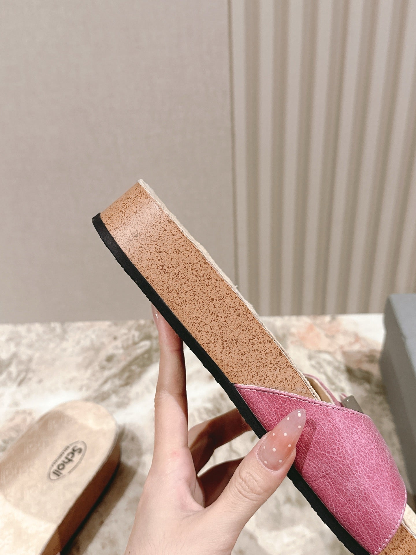 BALENCIAGA 25S SCHOLL SLIDES IN PINK PU LEATHER WITH SILVER HARDWARE