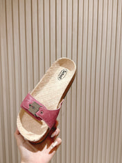 BALENCIAGA 25S SCHOLL SLIDES IN PINK PU LEATHER WITH SILVER HARDWARE