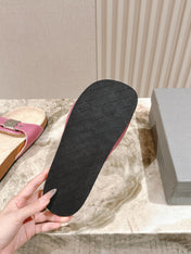 BALENCIAGA 25S SCHOLL SLIDES IN PINK PU LEATHER WITH SILVER HARDWARE