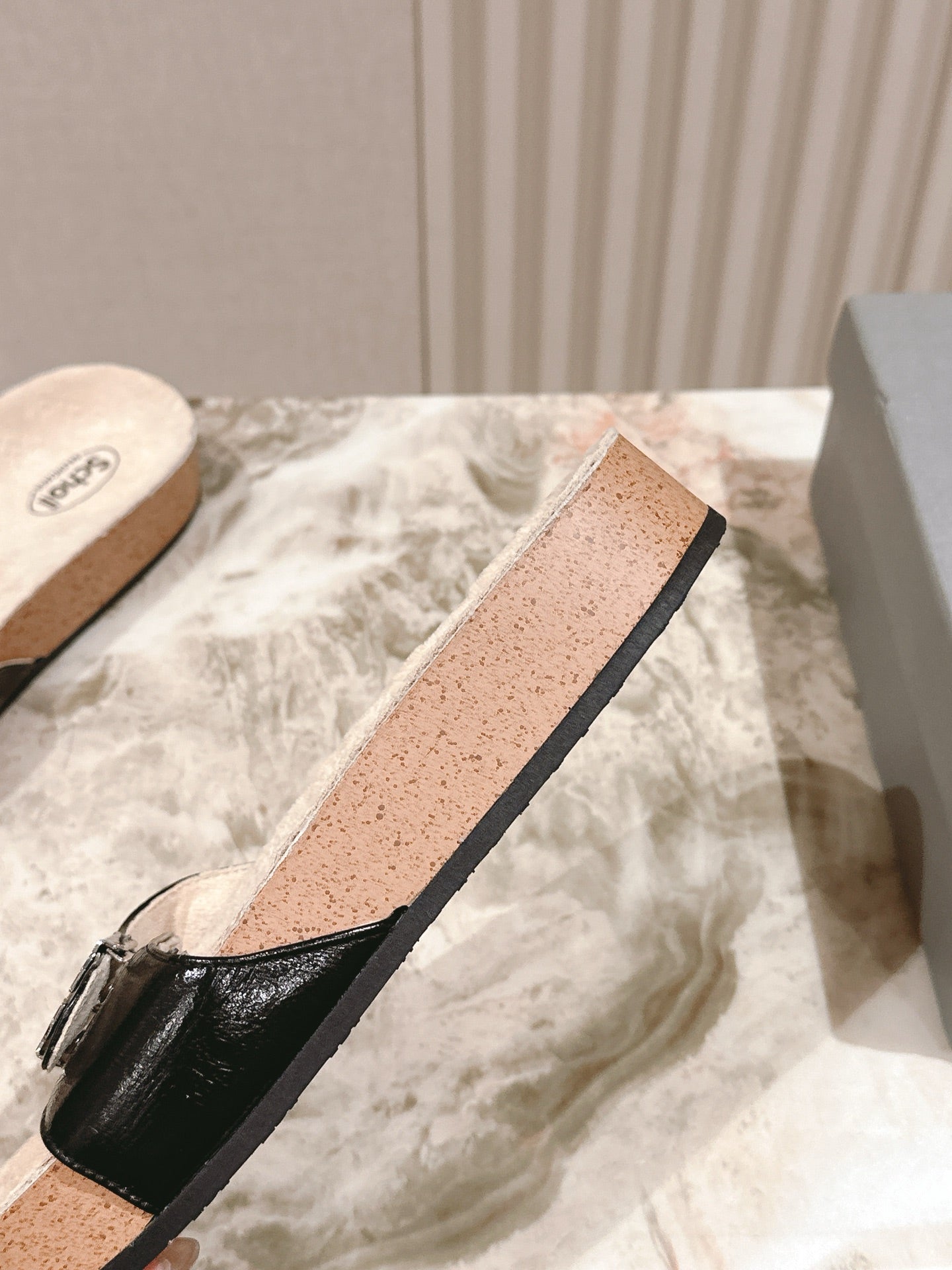 BALENCIAGA 25S SCHOLL SLIDES IN BLACK PU LEATHER WITH SILVER HARDWARE