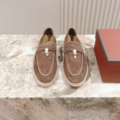 LP LOAFERS 25S IN LIGHT BROWN SUEDE WITH SILVER HARDWARE