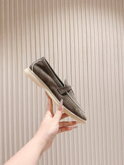 LP LOAFERS 25S IN ASH BROWN SUEDE WITH SILVER HARDWARE