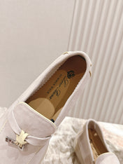 LP LOAFERS 25S IN DUSTY PINK SUEDE WITH SILVER HARDWARE