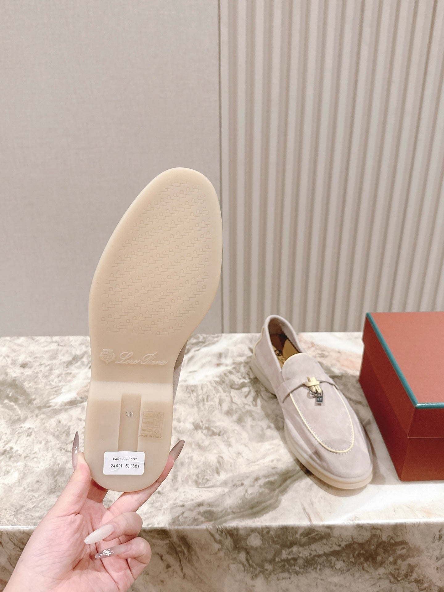 LP LOAFERS 25S IN DUSTY PINK SUEDE WITH SILVER HARDWARE