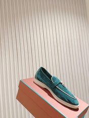 LP LOAFERS 25S IN OCEAN GREEN-BLUE SUEDE WITH SILVER HARDWARE