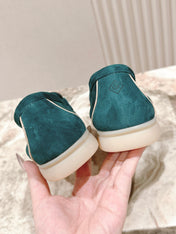 LP LOAFERS 25S IN OCEAN GREEN-BLUE SUEDE WITH SILVER HARDWARE