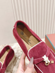 LP LOAFERS 25S IN DEEP BERRY RED SUEDE WITH SILVER HARDWARE