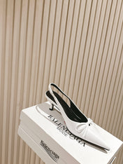BALENCIAGA 25S HIGH SLINGBACK IN WHITE CALFSKIN WITH SMALL BOW
