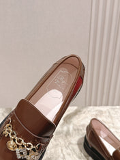 ROGER VIVIER 25S RANGERS CHAIN LOAFER IN DARK BROWN CALFSKIN