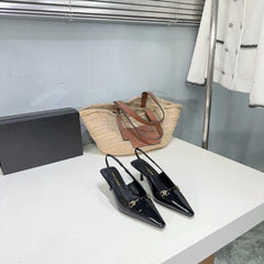 SL CARINE SLINGBACKS PUMP 60 BLACK CALFSKIN