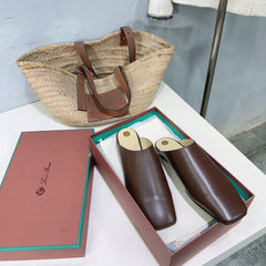 FLAT BUBBLE IN BROWN LAMBSKIN