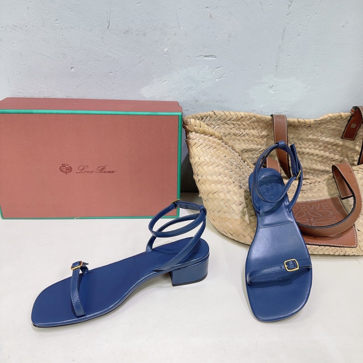 LP MINDIL SANDAL 25 IN COBALT BLUE LAMBSKIN