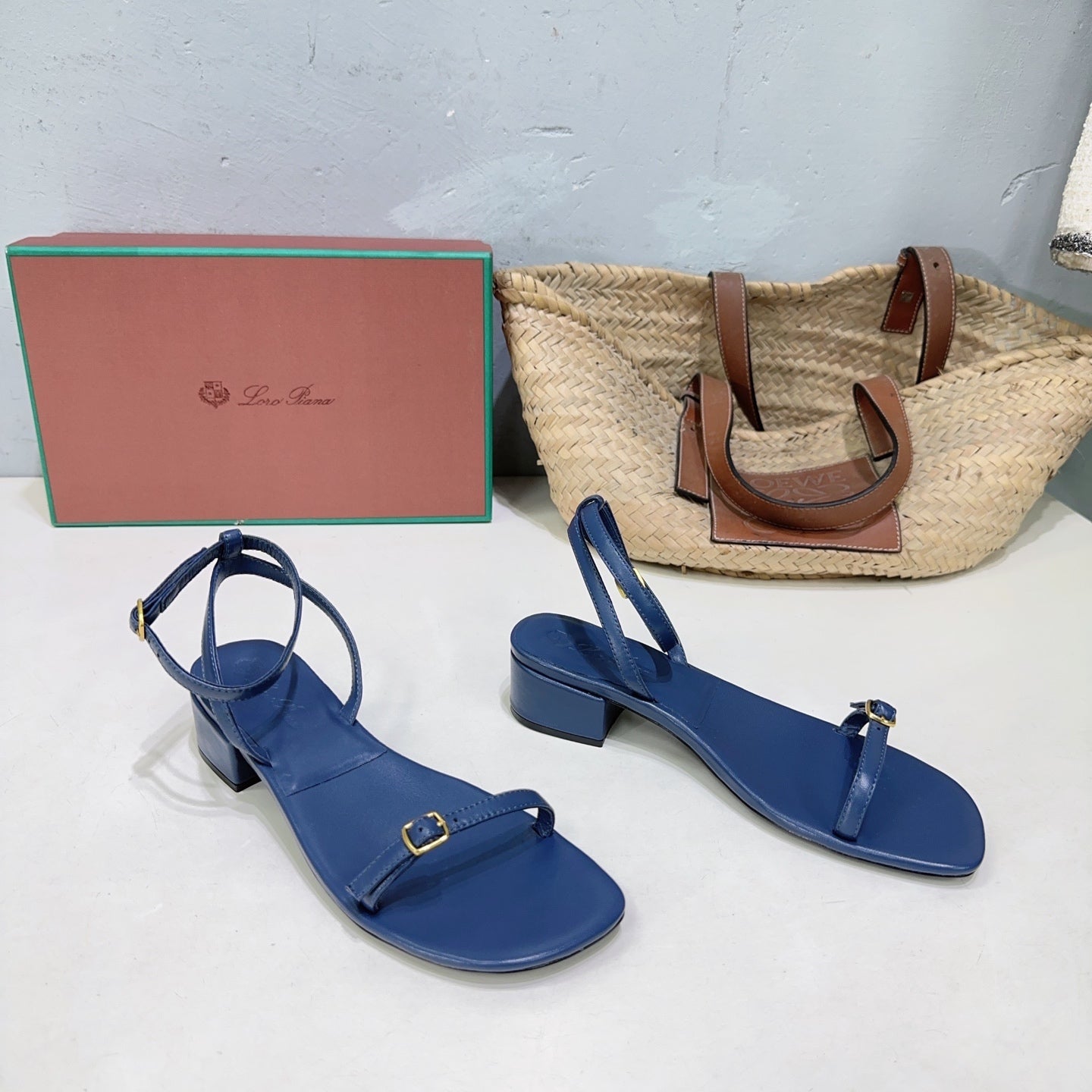 LP MINDIL SANDAL 25 IN COBALT BLUE LAMBSKIN