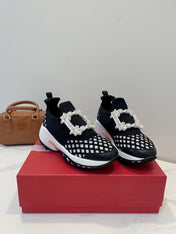 VIV' RUN SNEAKERS IN BLACK AND WHITE TECHNICAL FABRICS TRASS BUCKLE