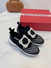 VIV' RUN SNEAKERS IN BLACK AND WHITE TECHNICAL FABRICS TRASS BUCKLE
