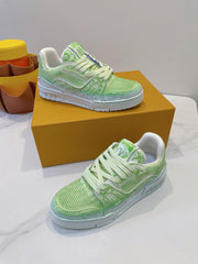 LV TRAINER MAXI SNEAKER IN GREEN PASTEL EMBOSSED CALFSKIN
