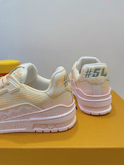 LV TRAINER MAXI SNEAKER IN LIGHT PINK OMBRE ORANGE EMBOSSED CALFSKIN