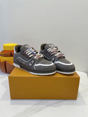 TRAINER SNEAKER IN WOOD BROWN MONOGRAM DENIM FABRIC