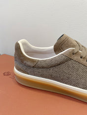 SNEAKERS IN MOSS SUEDE WITH CANVAS