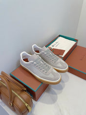 SNEAKERS IN METAL GREY SUEDE WITH CANVAS