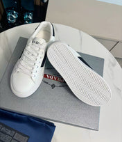 PRADA 25S LEATHER LOGO OUTLET SNEAKERS BLACK AND WHITE CALFSKIN