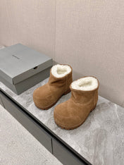 ALASKA BOOTIE IN CIDER BROWN SUEDE AND WOOL LINING