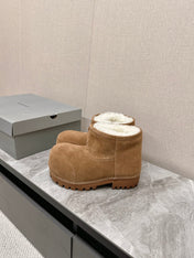 ALASKA BOOTIE IN CIDER BROWN SUEDE AND WOOL LINING