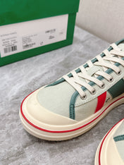ELIOT SNEAKER IN GREEN PASTEL CANVAS AND CALFSKIN