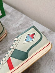 ELIOT SNEAKER IN GREEN PASTEL CANVAS AND CALFSKIN