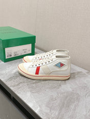 ELIOT SNEAKER IN WHITE MIX CHERRY RED CANVAS AND CALFSKIN