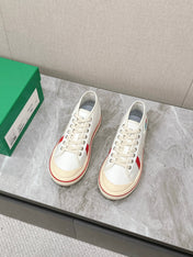 ELIOT SNEAKER IN WHITE MIX CHERRY RED CANVAS AND CALFSKIN