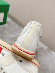 ELIOT SNEAKER IN WHITE MIX CHERRY RED CANVAS AND CALFSKIN