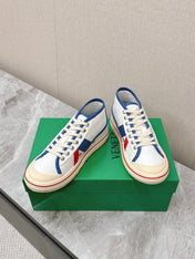 ELIOT SNEAKER IN WHITE CANVAS WITH NAVY BLUE CALFSKIN