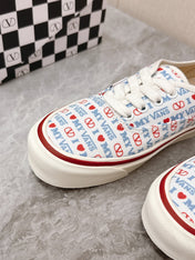 VALENTINO 25S GARAVANI X VANS SNEAKERS IN WHITE MIX BLUE CANVAS