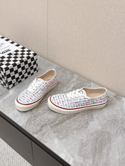 VALENTINO 25S GARAVANI X VANS SNEAKERS IN WHITE MIX BLUE CANVAS